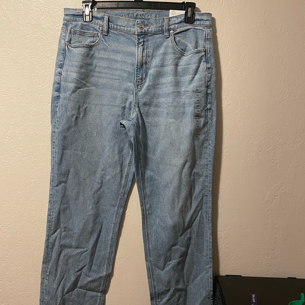 Selling American Eagle stretch super high rise straight blue jeans x size 16 reg